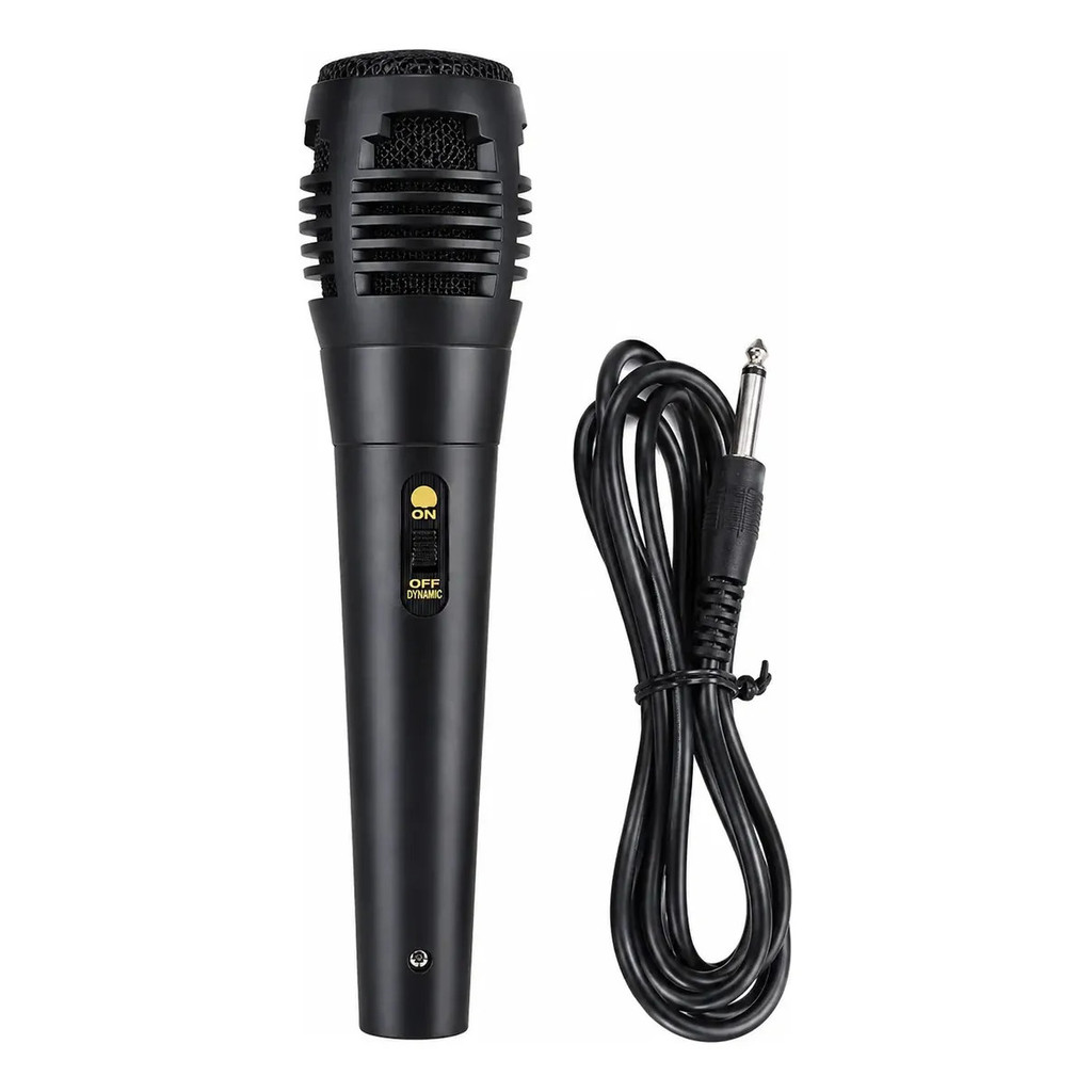 Microfone Dinâmico Com Fio Karaokê Caixa De Som P10 Universa