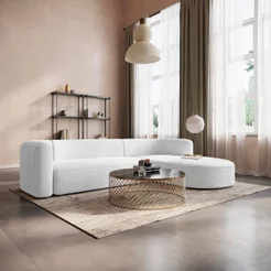 Sofá Modular 4 Lugares Bouclé Branco Celinne Luxuoso 265cm Branco