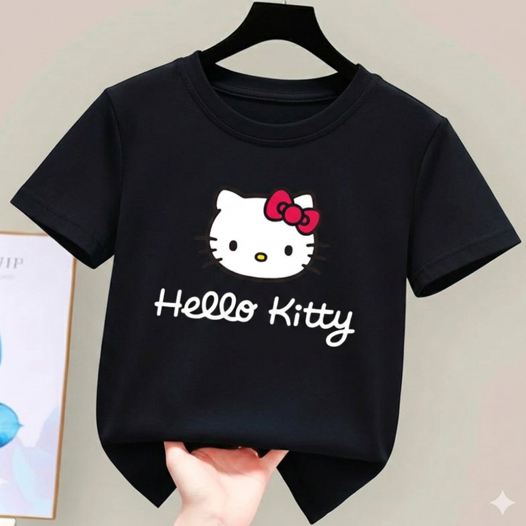Camiseta Feminina Infantil Estampada 100% Algodão Infantil Hello Kitty Envio Rápido