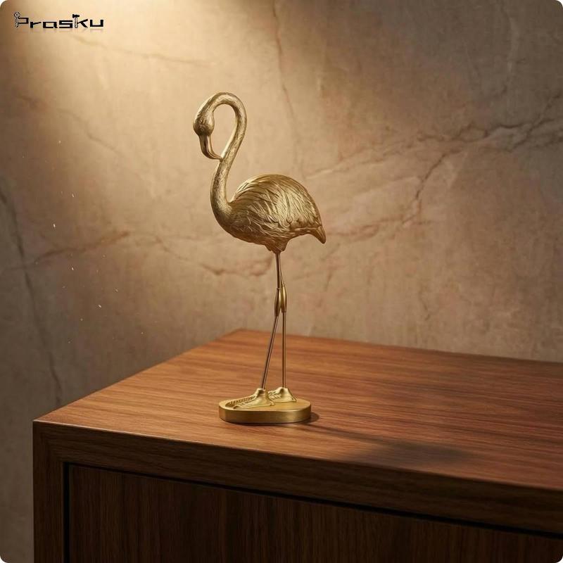 [stdzsw] Estatueta De Flamingo Em Resina Dourada Texturizado Destaque De Decoração De Casa Para Prateleira