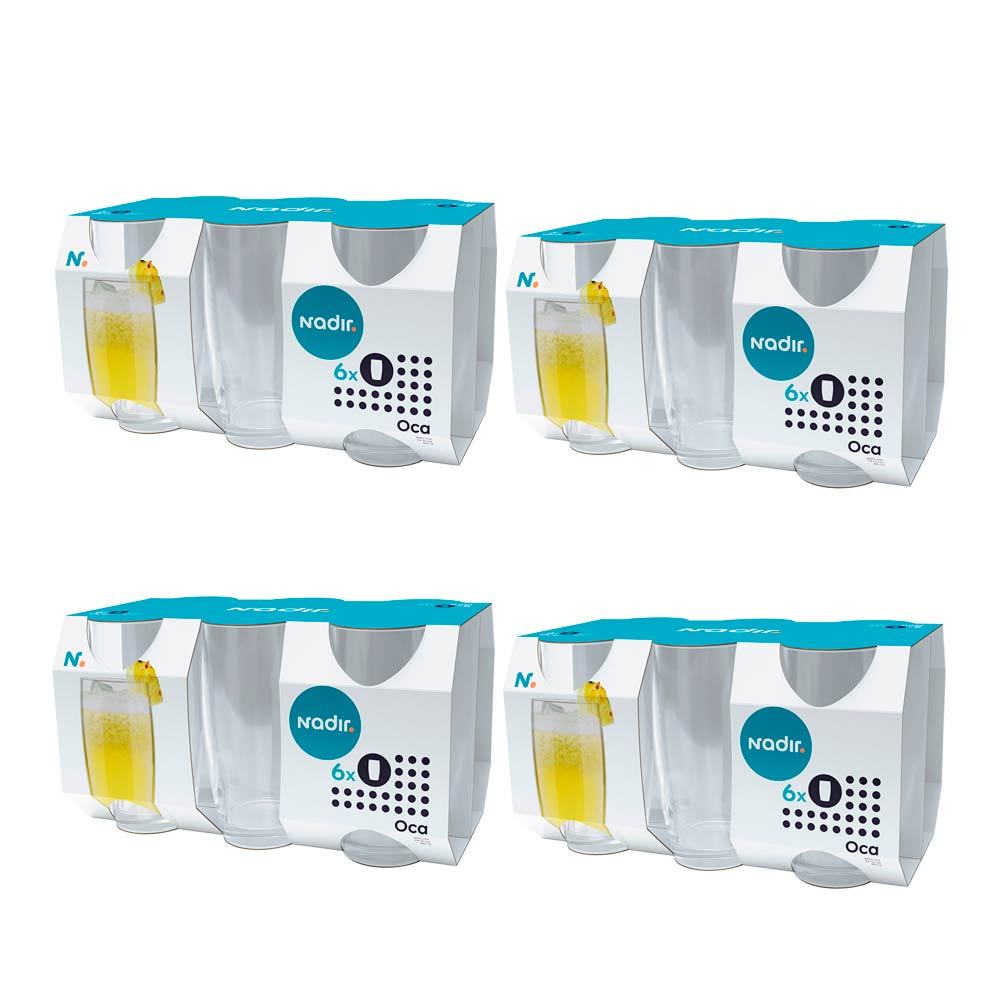 Kit 24 Copos Nadir Oca Long Drink de Vidro Liso 300ml