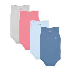 Body Regata Bebê Menino Menina Verão Liso Em Suedine - Kiko Baby
