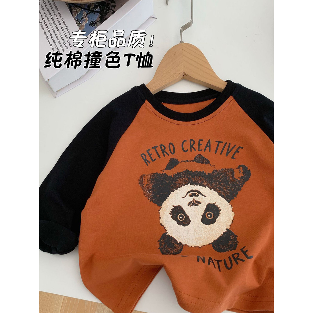 Crianças crianças roupas meninos Casual manga comprida camiseta puro algodão menino bebê primavera outono contraste cor 