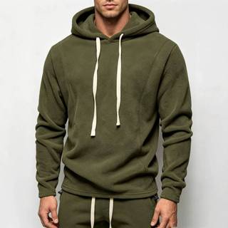 Outono inverno novo estilo americano na moda All-Match cordão Hoodie masculino solto Casual velo quente longo @-