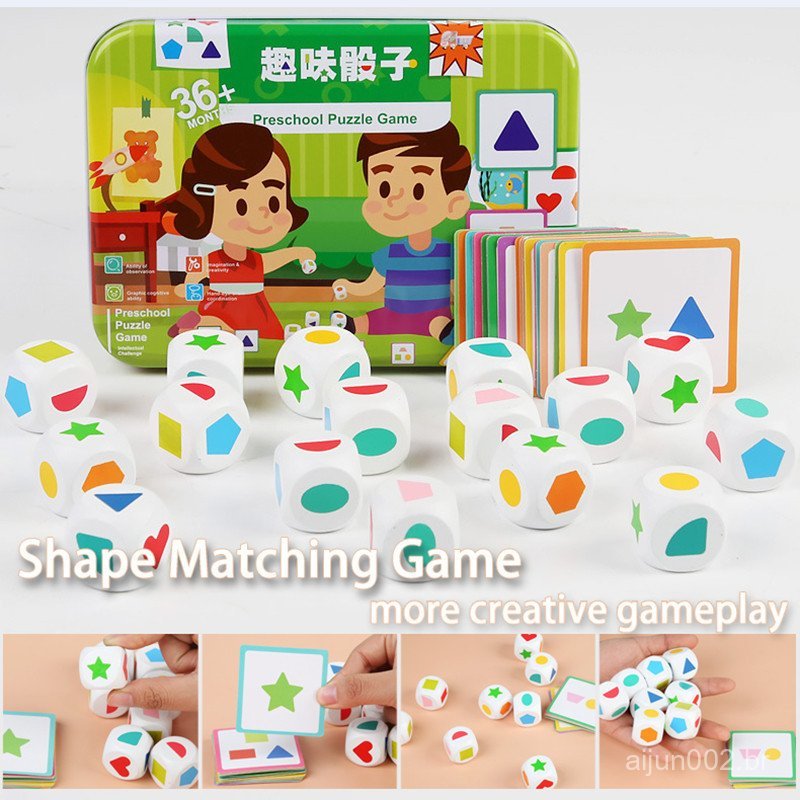 Crianças Forma Jogo De Tabuleiro De Dados Montessori Brinquedos Geométricos Cartões De Correspondência Jogos De Memória