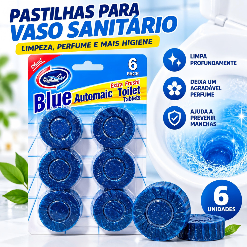 Kit 4/8/12/18 Pastilha Sanitária Vaso Sanitário Limpeza Profunda Antiodor Tira Manchas Perfumada