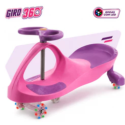 Carrinho Rolimã Infantil LED nas Rodas Suporta Até 100kg Sem Pedal Equilíbrio 3 Anos Kizumba Cor Rosa