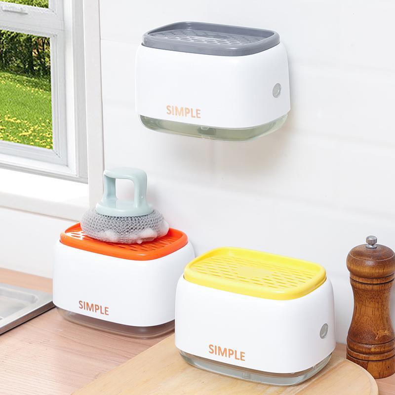 Caixa de imprensa líquida para lavar louça, dispensador automático de líquidos para cozinha, esfregão, escova de lavar l