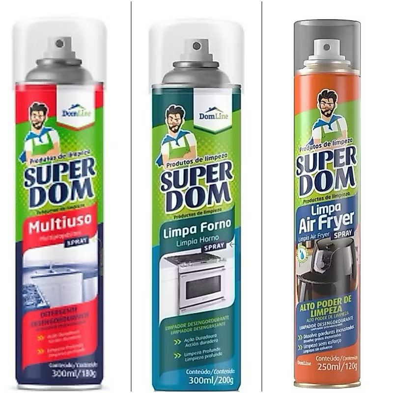 KIT COMPLETO SUPER DOM 01 - DESENGORDURANTE + 01 LIMPA FORNO + 01 LIMPA AIR FRYER.