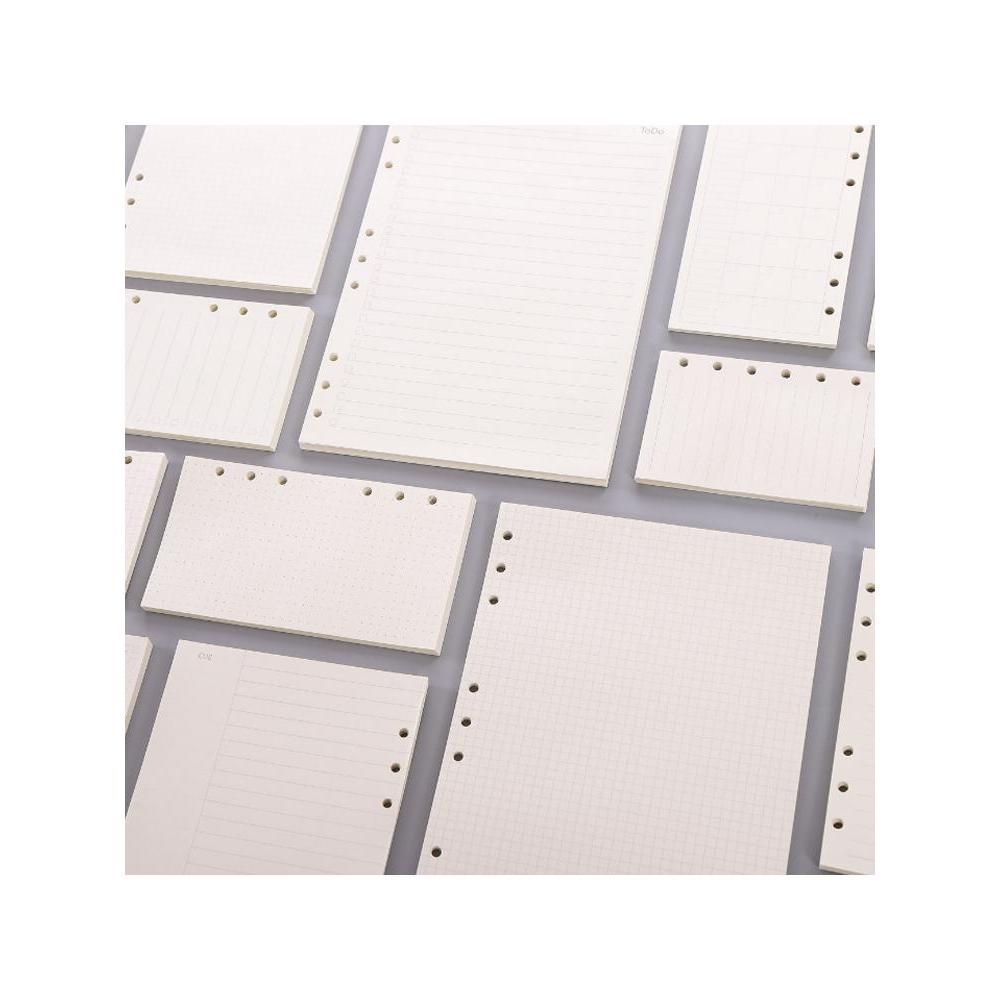 Destacável 6 buracos recarga de folhas soltas A4B5A5A6A7 grade livro página interna linha Horizontal em branco caderno n