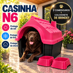 Casinha Cachorro N6 Porte Pequeno com Colchonete Casa Pet Proteção Raios UV Resistente