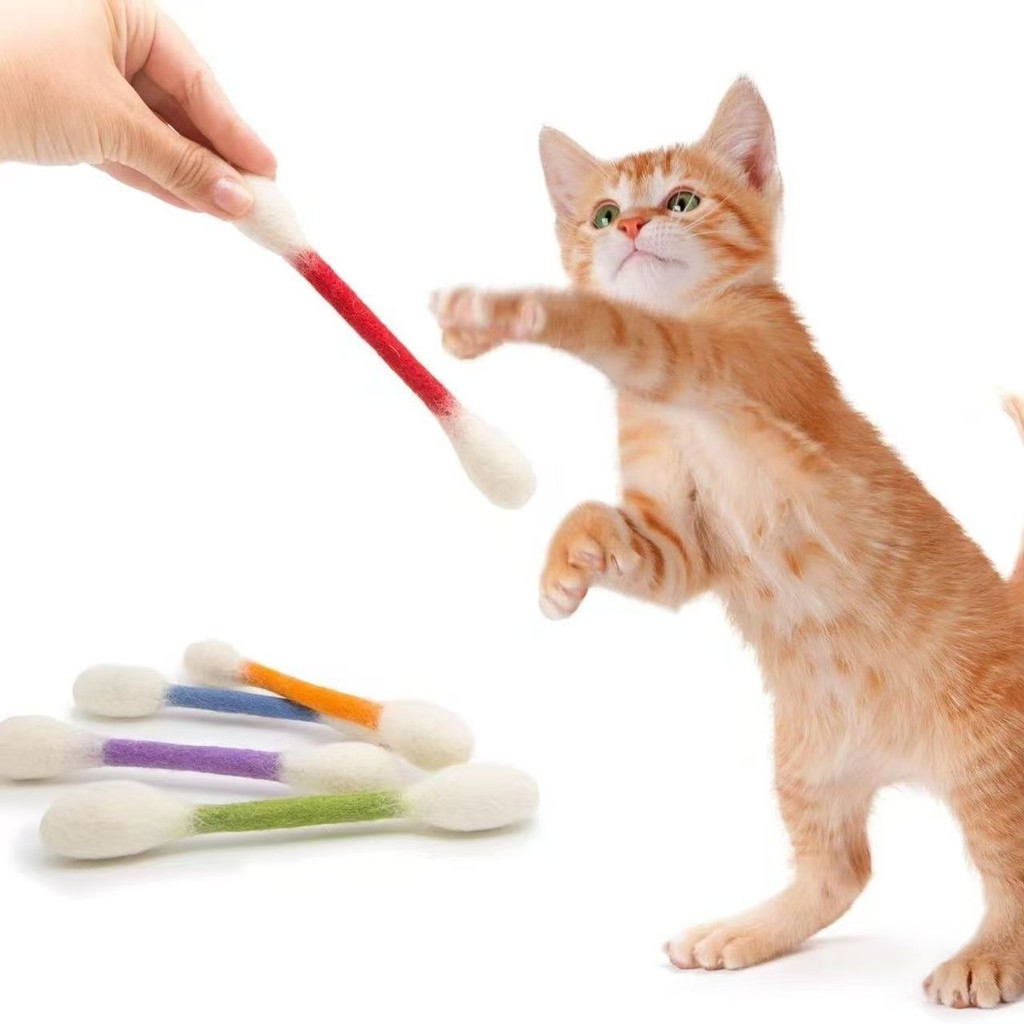 Brinquedos para animais de estimação brinquedos para gatos lã feltro grandes cotonetes provocando varas de gato molares