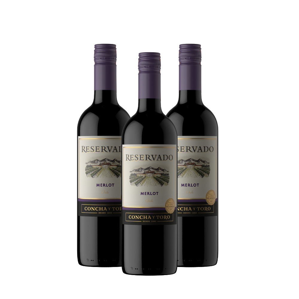 Vinho Chileno Reservado Merlot 750ml - 3 Unidades