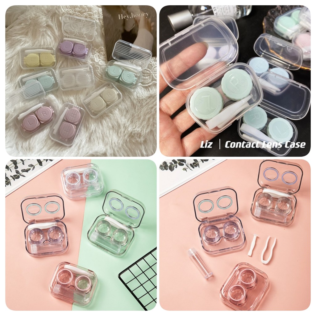 Estojo Colorido Para Lentes De Contato Com Aplicador E Pinça Kit Simples