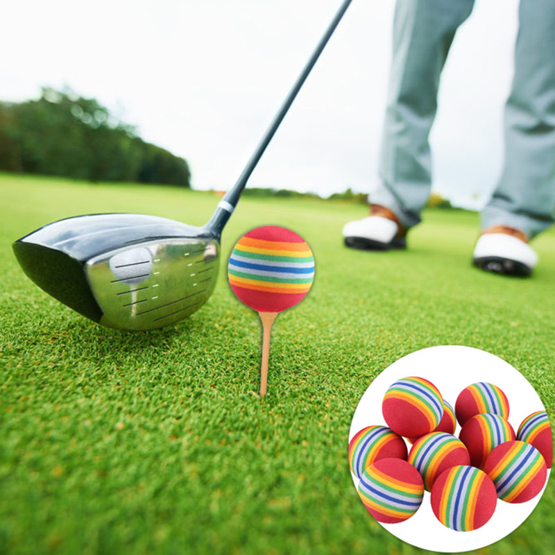 Bola De Prática De Golfe EVA Com Listra De Arco-Íris Extremidades Vermelhas 38 Mm É Macia , Segura E Perfeita Para Trein