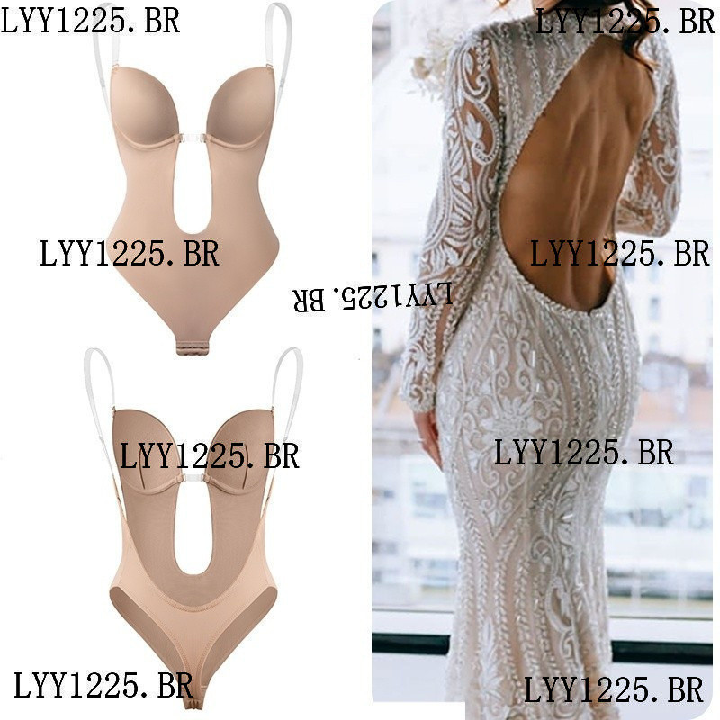 Modelador De Fato Corpo Feminino Em V Profundo U Sem Costas Formador De Mergulho Fita Transparente Empurre Para Cima Esp