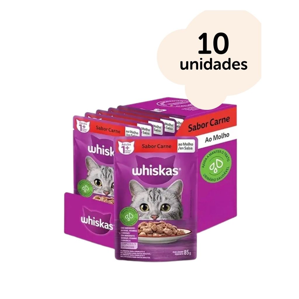 Kit Whiskas Sachê Ração Úmida para Gatos Adultos ao Molho 85g Vários Sabores