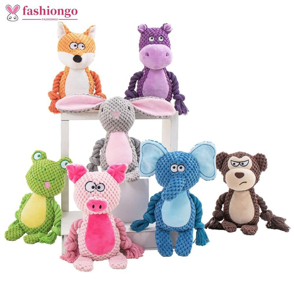 FASHIONGO Cão De Pelúcia Mastigar Brinquedo Animais Bonitos Em Forma De Animal De Estimação Corda De Algodão Interativo