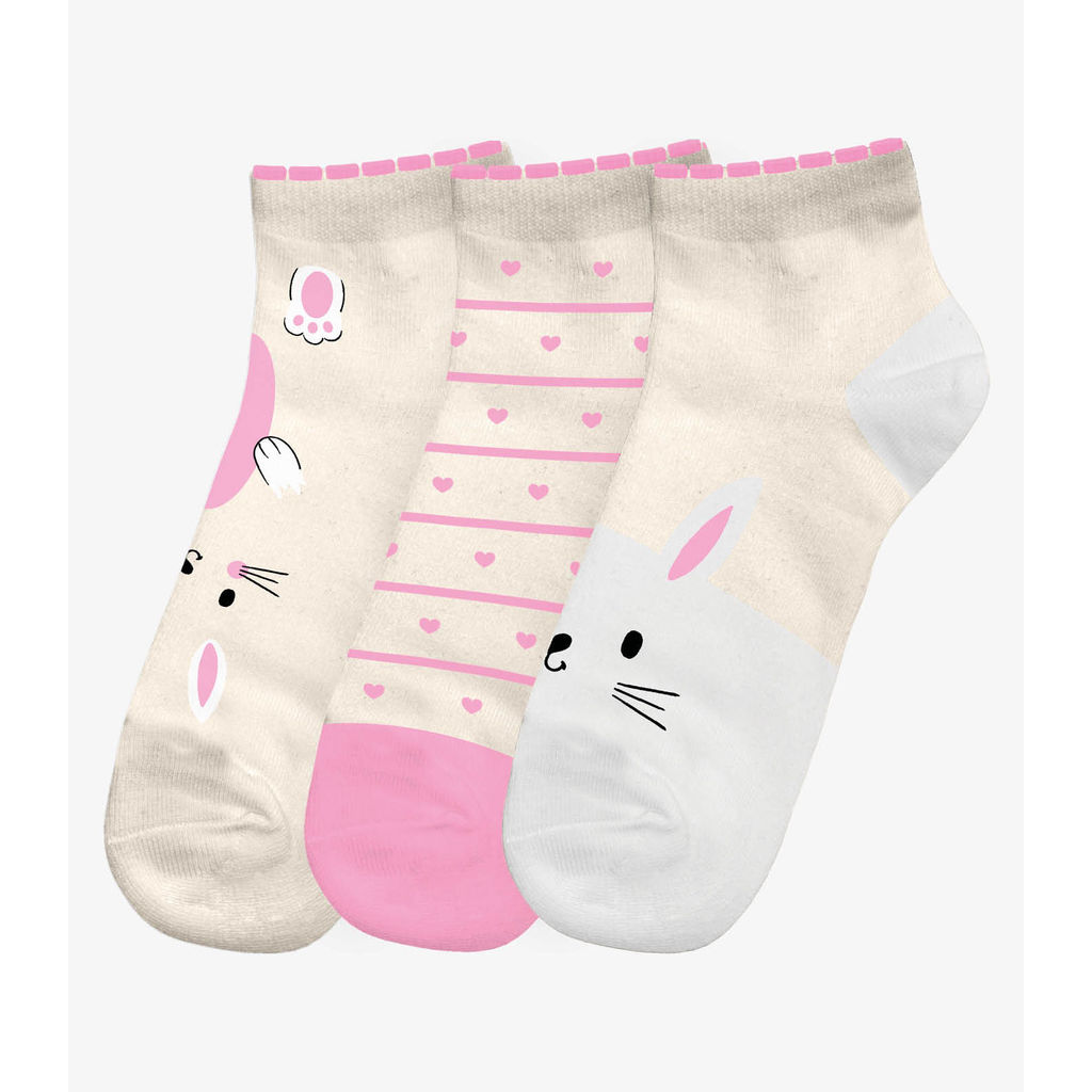 Kit 3 Pares De Meia Cano Curto Infantil Trick Nick Rosa
