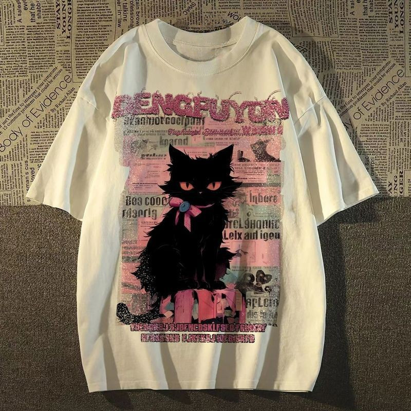 [Camiseta Premium Algodão Puro]LA Plus Size Unissex-Oversized Confortável Estilo Casual Camiseta Tecido Respirável#F3614