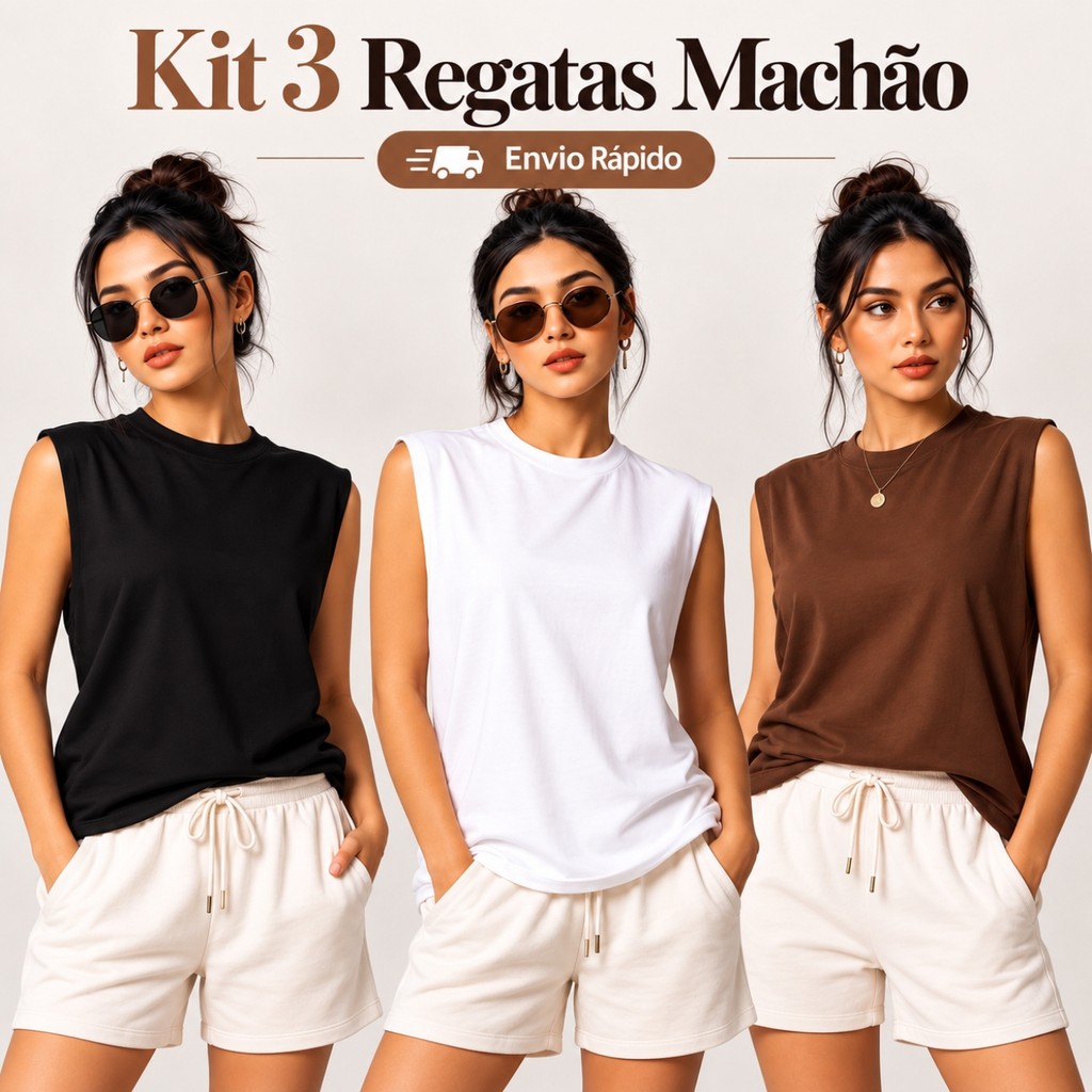 Kit 3 Regatas Machão Oversized Lisa Unissex 100% Algodão Camiseta Cavada Streetwear Academia Treino