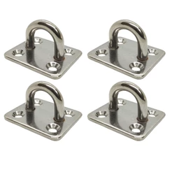 Kit 4 Olhal Aço Inox 304 Suporte Base Quadrada Barco Ø6mm Cap 250kg Promo