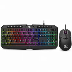 Kit Teclado e Mouse Gamer RGB ABNT2 USB com Fio Multimídia 3600 DPI 6 Botões PC Notebook Keedi TEC801