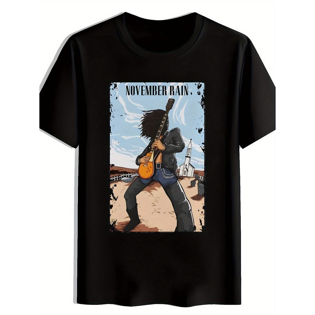 [Camiseta Premium em Algodão Puro]GXG Camiseta Masculina Vintage Rock November Rain Básica Oversized 100% Algodão