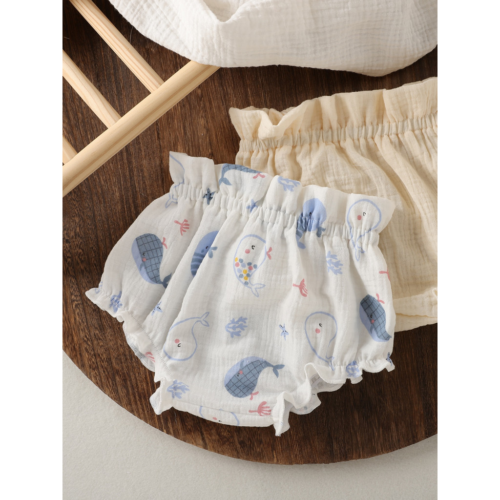 Bebê respirável fio de algodão Bloomers verão estilo fino calças pão do bebê meninas Floral respirável PP Shorts não aba