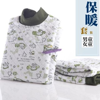 Roupa interior térmica acolchoada de três camadas para crianças inverno engrossado algodão puro médio grande crianças me
