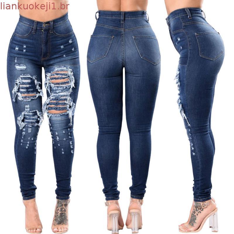 Jeans Skin Jeans Rasgados Calça Skin Feminina
