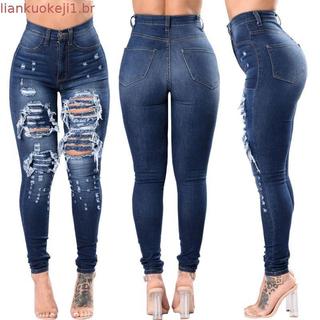 Jeans Skin Jeans Rasgados Calça Skin Feminina