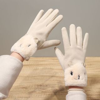 Luvas quentes femininas inverno mais veludo acolchoado estudantes versão coreana bonito ciclismo ao ar livre condução à 
