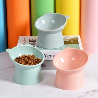[Siheng Pets] Tigela de gato de pés altos com inclinação estilo nórdico Proteção de pescoço de desenho animado Tigela An