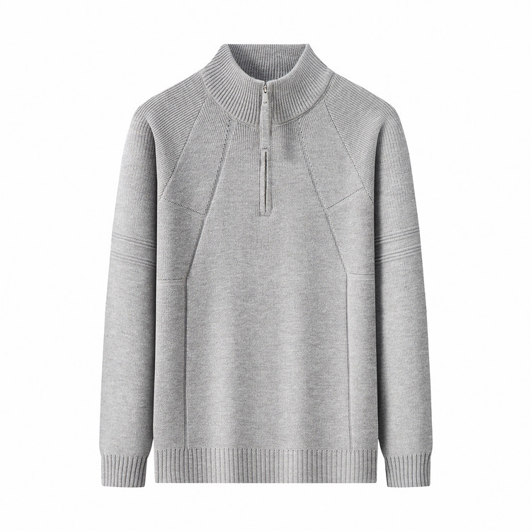 Romon/Romon Outono Inverno Engrossado Meio Zíper Gola Alta Suéter Casual Base de Desgaste Exterior S