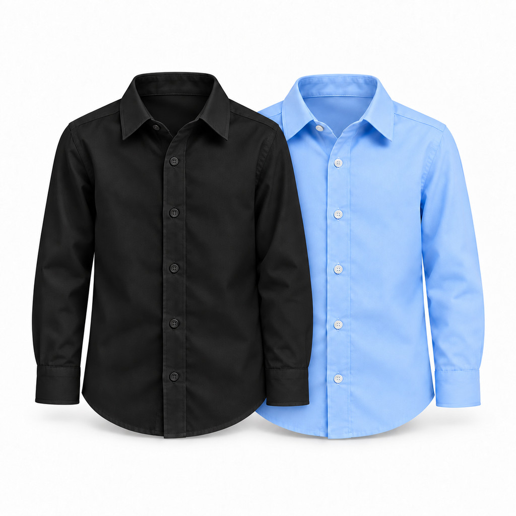Kit 2 Camisas Sociais Infantil Masculina Manga Longa Menino Tamanhos 2 ao 14