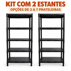 Kit com 2 Estantes Organizadoras Multiuso de 2 a 7 Prateleiras para Cozinha, Quarto e Lavanderia
