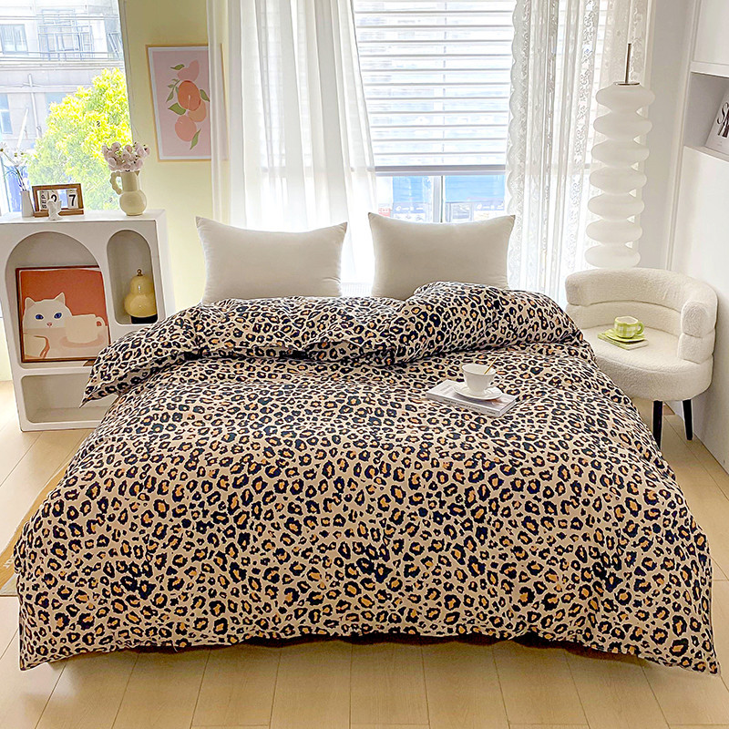 1pc Leopardo Impressão Macio Alon Algodão Consolador Caso Estilo Américal Moda Capa De Edredão