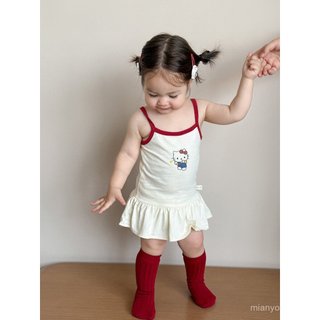 Cane pêra roupas infantis meninas vestido verão estilo fino 2025 novo estilo crianças estilo Preppy estilingue vestido d