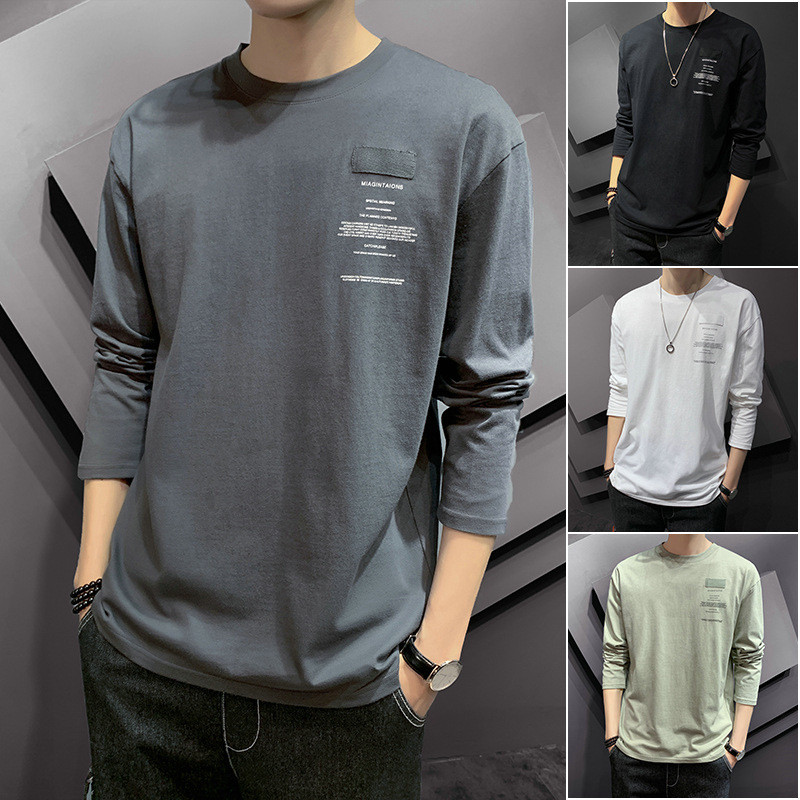 2024 primavera outono novo estilo moletom masculino em torno do pescoço pulôver de manga comprida camisa de fundo versão