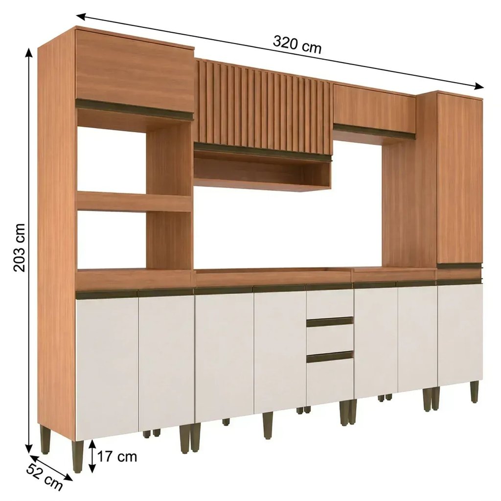 Cozinha Compacta Modulada 6 Peças sem Tampo Cecília Freijó Off White Ripada · foto 2