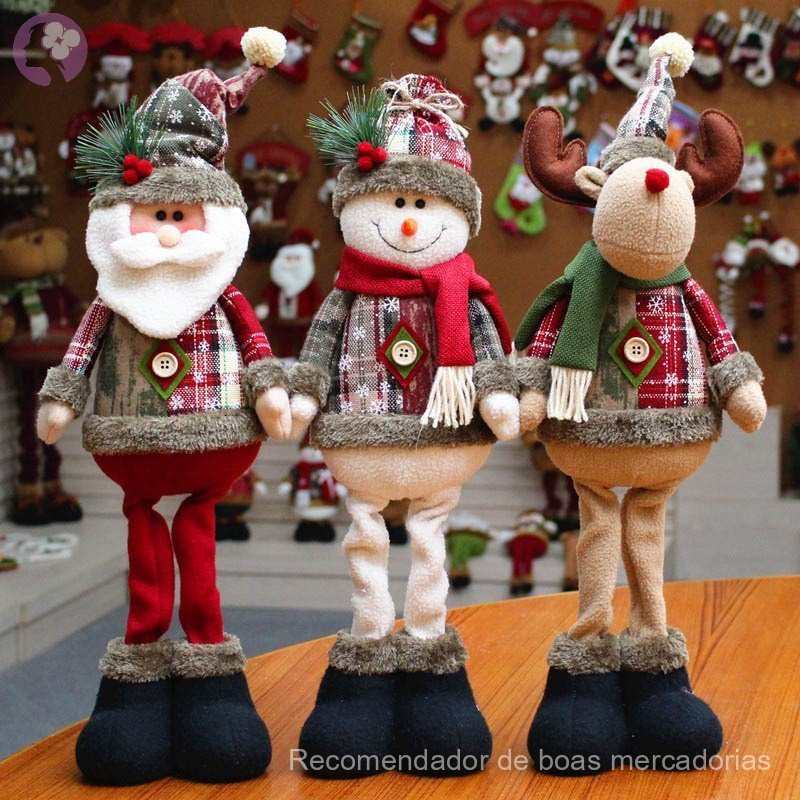 3 peças de bonecos grandes de Natal e Ano Novo, Papai Noel, boneco de neve, rena, decoração para janela de casa LIDD