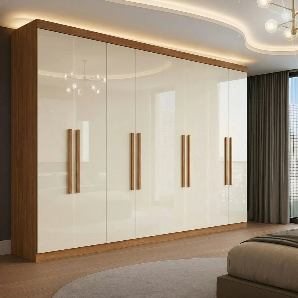 Guarda Roupa Casal 8 Portas 4 Gavetas Paris Espresso Móveis Off White/Cinamomo Cinamomo/Off White