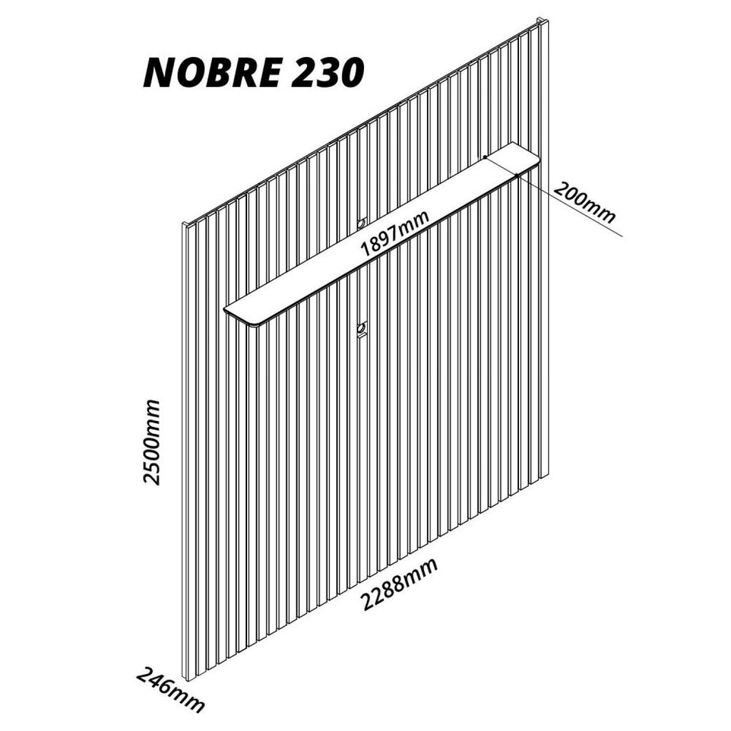 Painel Ripado para TV até 90 Polegadas 100% MDF com LED 230CMX250CM Nobre Azul Azul Royal — imagem 2 de 2