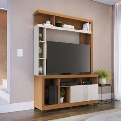 Estante para TV e Home Theater até 50 Polegadas 136,2CMX190CM 2 Portas Elba Marrom Freijó/Off White