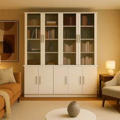 Estante de Livros 9 Portas com Vidro Fumê Foscarini Branco Branco