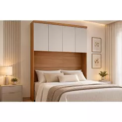 Modulado de Quarto Armário Ponte Aéreo Casal/Queen 167cm Rizon/Linea c/ 4 Portas Cumaru/Fendi - Novo Horizonte