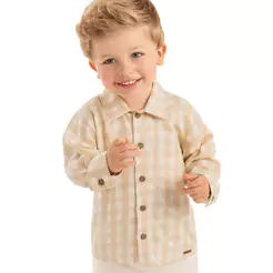 Camisa Infantil Menino Viscolinho Xadrez Colorittá Bege