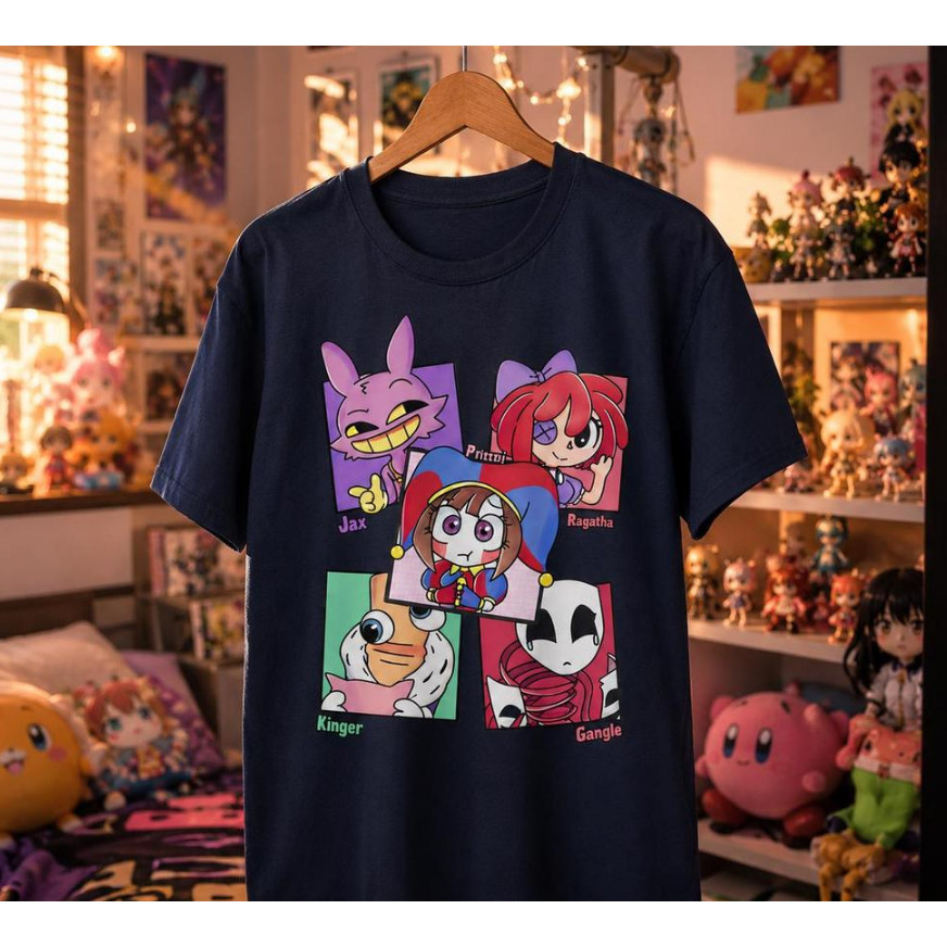 [Camiseta Premium em Algodão Puro]AYA Camiseta Masculina Feminina Estampa Personagens Quadro Digital Circus T-shirt
