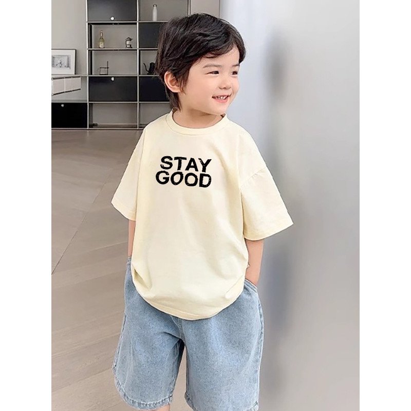 100% algodão crianças de manga curta meninos meninas camisetas 2025 verão médio pequeno crianças simples All-Match roupa